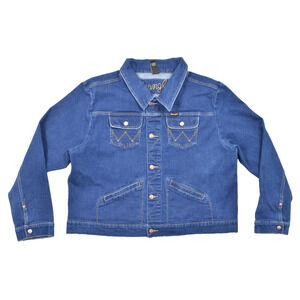 Vintage Wrangler Denim Jacket Womens Size 3XL Blue Stretch Trucker Jean Jacket